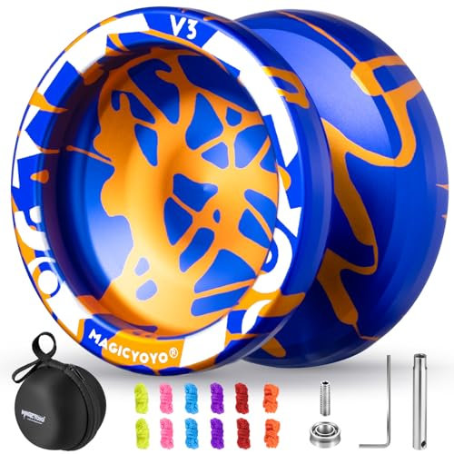 MAGICYOYO V3 Professionelles JoJo für Kinder ab 8-12+, Dual-Modus Yoyo mit Responsive & Unresponsive, Langlebige Aluminiumlegierung mit 12 Jo Jo-Schnüren & Lager-Kit