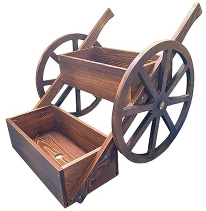 JISADER Caja de plantador de Carro de Madera, plantador de jardín con Plantilla de Flores de