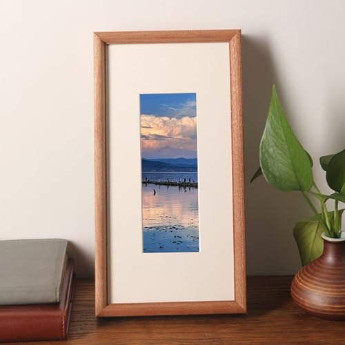 Stfery Bilderrahmen 15x30 cm Eiche, Tischplatte & Wand,Fotorahmen Echtholz Abgerundeter Rand Familie
