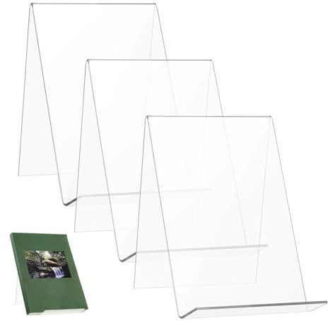 Uonlytech Acryl Buchständer 3 Stück Stabiler und Platzsparender Bilderständer Transparentes Design für Broschüren und Zeitschriften Modern und Leicht zu Reinigen für Büro und Zuhause