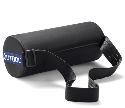 QUTOOL Lumbar Roll Pillow, Memory Foam Lumbar Support for Lower Back, Roll Pillow with Elastic Strap, Removable Washable Cover, Lumbar Support Pillow for Office Chair, Car Seat, Sofa, Couch, Black