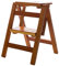 Sgabello pieghevole in legno a 2 gradini multifunzione, scala da cucina, capacità 150 kg, scaffale per biblioteca domestica (finitura noce)