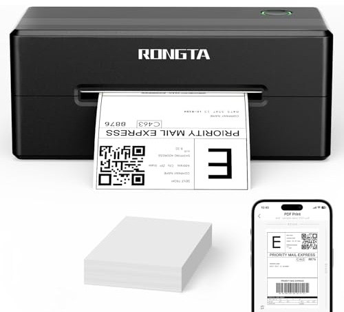 Rongta 4x6 Bluetooth Thermal Shipping Label Printer, Wireless Shipping Label Maker for Amazon FBA, Shopify, FedEx | Compatible with Windows/Mac/Android/iOS (Black)