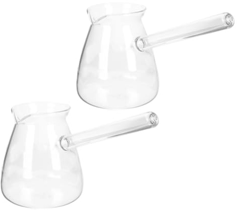 Ipetboom 2pièces Théière Verre Transparent Cafetière et Chauffe-lait Portable Lot de Compatible avec Plaques Vitrocéramiques pour Thés et Boissons Chaudes