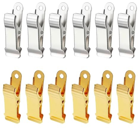 TSUOUKL 12 Stück Metall Klemmen,Krokodilklemmen 1,3 cm Breite Federklemmen Klein rutschfeste Vorhang Klammer Silber Mini Wäscheklammern für Fotos Vorhange Kleidung Snacks Bastelarbeiten