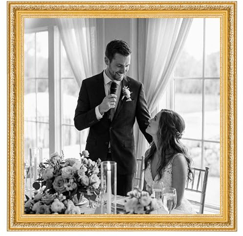 CABBEL Cornice Portafoto LIA 60x60 cm Oro Lucido – Cornice Barocca Vintage Stile Antico – per Foto, Poster, Diplomi & Opere d'Arte – Elegante & Decorativa per Soggiorno, Ufficio, Galleria