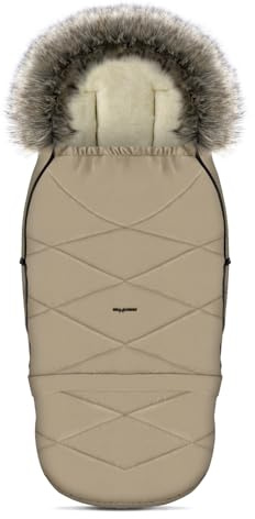 my junior® ThermoWool 4in1 Fußsack Snøheim 100% Schurwolle, reflektierend, wasserabweisend (Naptime Latte)