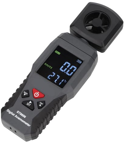 Ausla SMART SENSOR ST9606 Hand-Anemometer, Tragbares Windgeschwindigkeitsmessgerät mit LCD-Display Zum Drachenfliegen, Angeln, Surfen, Misst 0,3–30 M/s, 14–113 °F Temperatur