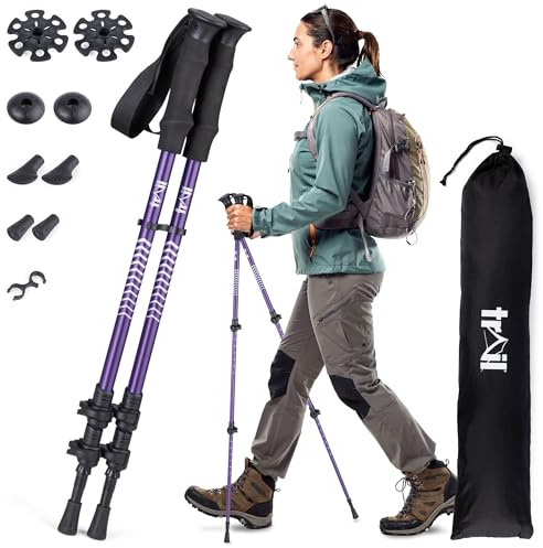 Trail Telescopic Walking Poles, 2 Pack, Adjustable 65–135cm | Lightweight Aluminium, Fliplock Adjustment, Mud, Snow, Rubber & Boot Attachments, Storage Bag, Ideal for Hiking & Trekking