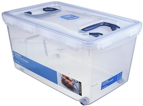 LocknLock PP CLASSIC Aufbewahrungsbox mit Deckel und Griffen | 21 L, 456 x 300 x 225 mm | 100 % Luftdicht | halbtransparenter Vorratsbehälter | Vorratsbehälter mit Deckel für Haushaltsgegenstände