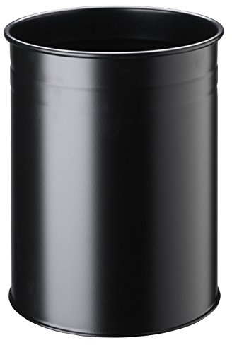 Durable 330401 Papelera redonda de metal, 15 litros, línea de diseño, negro