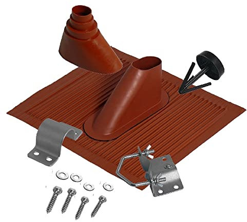 A.S.Sat 44550 Universal Alu-Dachziegelset für Masten (50 mm) Ziegelrot