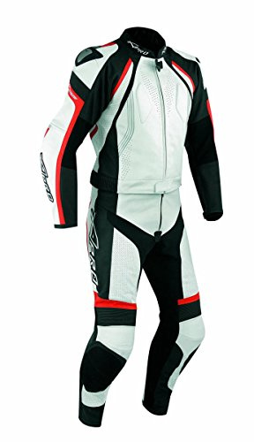 A-Pro Tuta Pelle Moto Racing Pista Sport 2 Pezzi Divisibile Giacca Pantalone Rosso 50