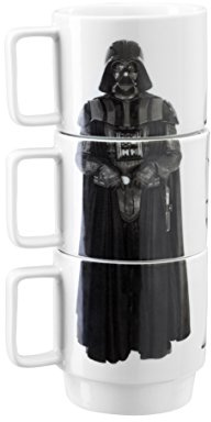 Collectible Star Wars Stacking Mugs Set - 11-Ounce Ceramic Mugs for Hot Coffee, Tea, Cocoa - Features Darth Vader, Imperial Guard, and Stormtrooper - Licensed Disney Merchandise