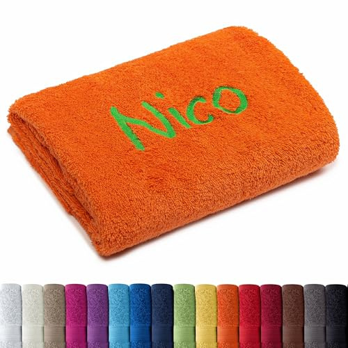 AR Line Besticken Sie Handtuch mit Namen oder mit Wunschtext Bestickt, Badetuch (100x150cm) in Terra