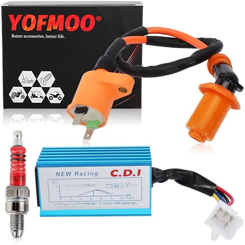 YOFMOO Ignition Coil CDI Spark Plug for GY6 50cc-90cc 110cc 125cc 150cc 4-Stroke Engine Scooter ATV Go Kart Moped Quad Racing Pit Dirt Bike 139QMB 152QMI 157QMJ Performance 5 Pins
