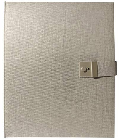 Goldbuch 53606 - Dokumentenmappe Summertime Trend 2 für DIN A4 Unterlagen, Ringbuchmappe mit 5 Sichthüllen, erweiterbare Ordnungsmappe mit Schloss, Orgamappe aus Leinen, ca. 27,5 x 34 cm, grau