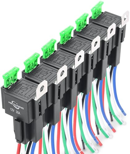MICTUNING 6 Stücke 12V Relais mit 30A Flachsicherung, 5Pin Sicherungsrelais