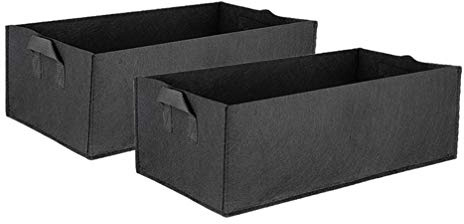 YARNOW 2Pcs Grow Bags for Vegetables, Fabric Raised Garden Bed, Easy Drainage, Portable Planter for Plants & Flowers (Black)
