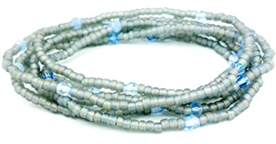 Armband Blau Grau Matt handgefertigt Wickelarmband Lagenarmband Halskette Ibiza Style handmade