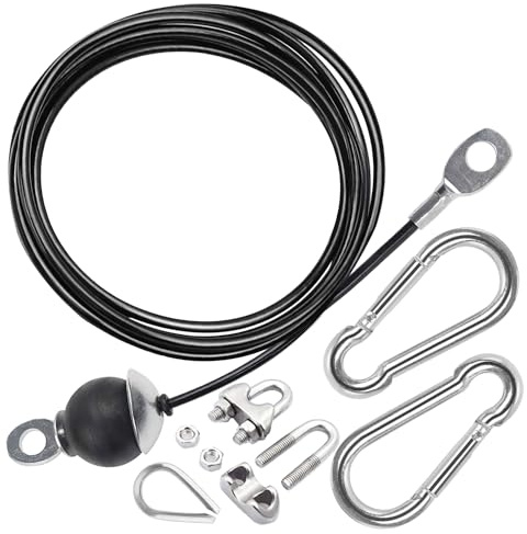 Taeku Gym Kabel, Draht Fitnessgerät Stahlseil für Latzug Kabelzug Seilzug Fitness Home Gym Riemenscheiben System LAT Maschine Pulldown Fitness (2.5M+Zubehör)