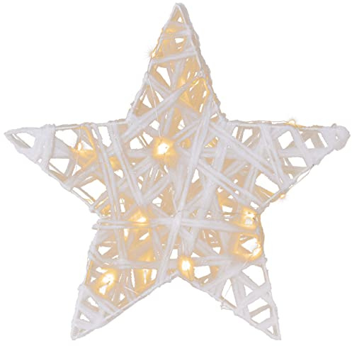 Nipach GmbH Weihnachtsstern 20 LED warm weiß Ø 30 cm Batterie Timer Fensterbild Fensterschmuck Weihnachtsdeko Dekostern Leuchtstern Adventsstern Xmas