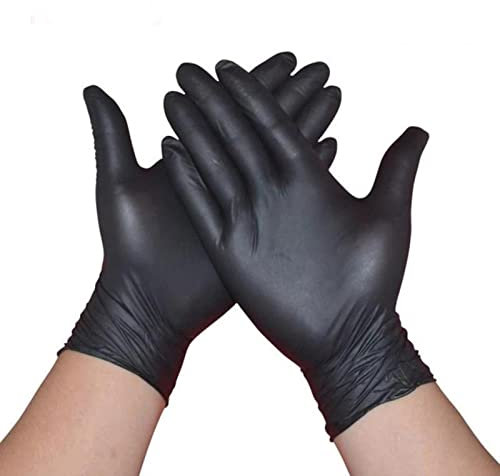 NIAN 100 Uds. Guantes Rosas para Alimentos, Guantes de Goma de nitrilo Desechables, Guantes universales para Cocina, Limpieza del hogar, jardinería, Guantes Negros morados