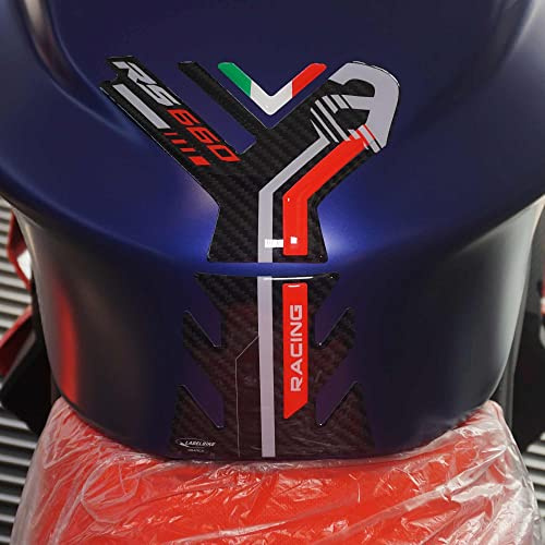 LABELBIKE 3D Aufkleber Motorrad Tankpad kompatibel mit Aprilia | RS 660 2020-2025 Harzschutz, Kratzfest, Dekor, Rot