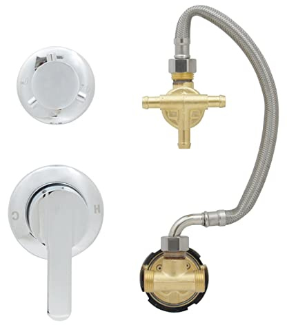 Panneau Douche Laiton 3/4/5 Voies Robinet Mitigeur Eau Chaude et Froide Commutateur Colonne Contrôle Chauffage Mélangeur Vave Inverseur, Cartouche Céramique (Fendu- Intubation 3 Voies- B)