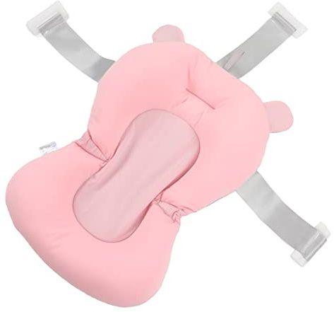Badewannensitz, Fixierungs-Baby-Badesitzkissen, Verstellbar, Schwimmend, für Neugeborene für Badezimmer (Rosa Bär)