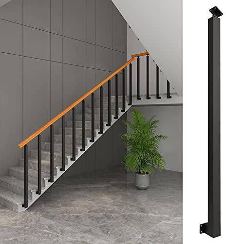 Geländer Außen/ Innen Treppengeländer Seitlich montierte Geländerpfosten für Terrassen, 1/2/5/10/20/25 Stück, Metall-Treppengeländersäule mit Schraubensatz, schwarze Treppengeländer-Spindelpfosten für