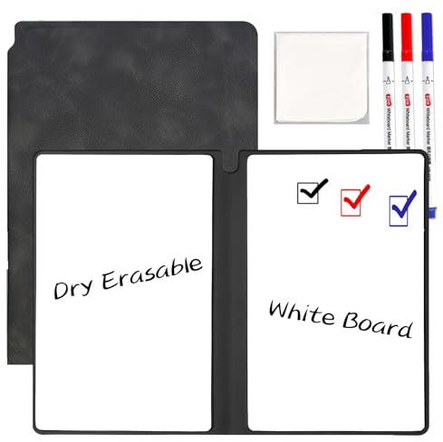 Marte Vanci A5 Whiteboard Klein, Mini Whiteboard Notizbuch, Tragbar Abwischbares White Board mit Stift und Wischtuch, A5 Notizblock Wiederverwendbar für Büro Schule Zuhause Notizen, Listen, Memos