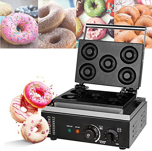 Macchina per ciambelle commerciale, macchina per ciambelle elettrica in acciaio inossidabile da 1550 W, ciambelle a 6 fori per cucina e uso aziendale, macchina per ciambelle riscaldante su entrambi