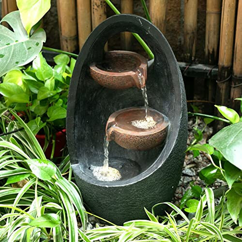 Outdoor Garden Water Fountain Outdoor Garden Cascading Water Feature Fountain LED Light-up Waterfall Indoor Floor-Standing Waterfalls Fountains for Home Yard Decoration