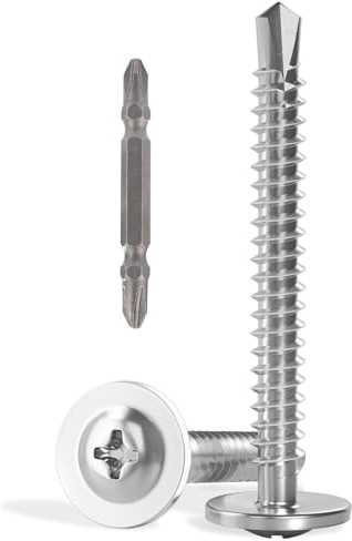VGBUY 120pcs Self Drilling Screws for Metal,#8 x 1 1/2 Inch 410 Stainless Steel Self Tapping Sheet Metal Screws,Self Tapping Screws for Metal,Modified Truss Head