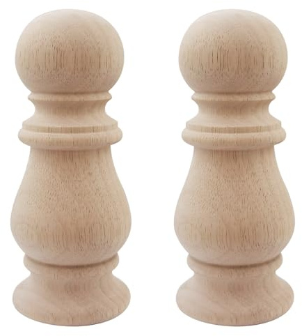 Btibpse Unfinished Wood Newel Post Cap Bedpost Finial for Bed Rod and Flagpole Topper: Pack of 2 Large Craft Finials (Style 1)