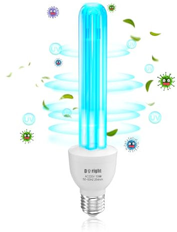 DoRight LED UV Lampe Desin fektion mit Ozon 15W E27 UVC 254nm Keimtö tende Lampe Starke Steri lisation und Desin fektion AC220-240V Perfekt für Küche, Schlafzimmer, Wohnzimmer, Büro (1 Stück)