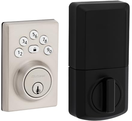 Kwikset Powerbolt 240 5-Button Keypad Satin Nickel Contemporary Electronic Deadbolt Door Lock, Featuring Convenient Keyless Entry, Customizable User Codes and Auto-Locking