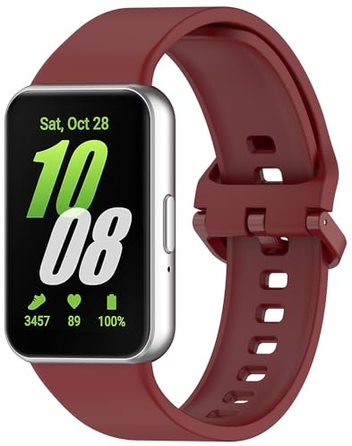 Silikon Armband für Samsung Galaxy Fit 3, Sport Armbänder Uhrenarmband, Ersatzarmband für Samsung Galaxy Fit 3 (Wine)
