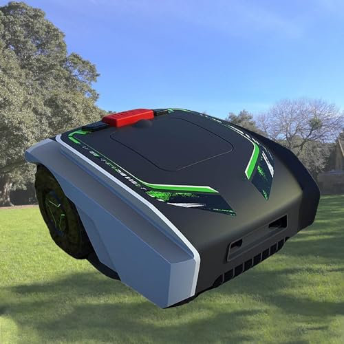 Kindevieft Automatic Robotic Lawn Mower, Remote Lawn Mower, Mows Up to 16,140 Sq.Ft, All-Wheel Drive, Robotic Lawnmower with Path Planning, Boundary Wire, Satellite Navigation,Black