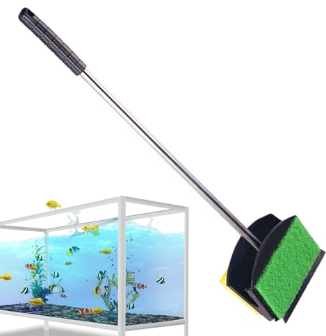 Spazzola per acquario, spazzola per acquario - Manico lungo in spugna bifacciale,Spazzole per acquario Scrubber per alghe, detergente per spazzole in spugna a doppia faccia