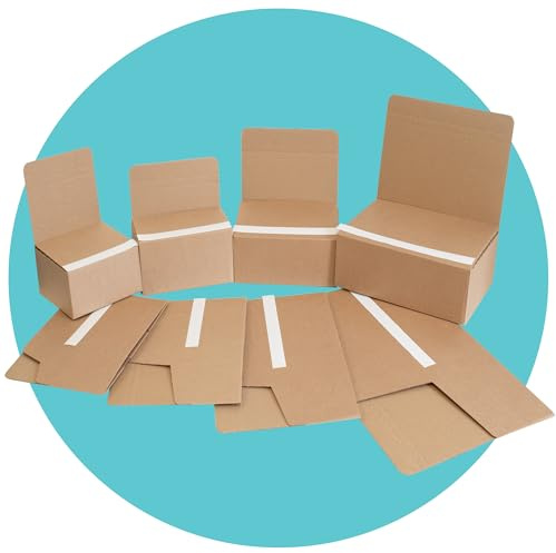 Triplast Ecommerce Crash Lock Boxes with Peel & Seal Strips - Pack of 20 x ECOM02 (200x100x100mm) - Easy to Assemble Quick Seal Strong Cardboard Postal Box Mailers for Packing & Shipping Small Parcels