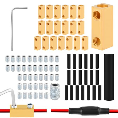 20pcs 8 Gauge Wire Connectors, 8 AWG Docking Connector Quick Wiring Connection Terminal 20A Wire Terminal Connectors Wire Connector Nut Kit with Screws Shrink Tubes Wrench