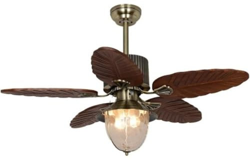 DGSYUAN Ceiling Fan with Light Ceiling Fan Light Retro Ceiling Fan Engraving Solid Wood Leaf Ceiling Fan With Quiet Reversible Motor Ceiling Fan Light Chandelier Fan Light Indoor Ceiling Fan(52 inch)