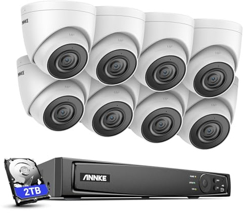 ANNKE 5MP PoE CCTV Security Camera System Outdoor, 8CH CCTV System with 2TB HDD NVR and 8X 3K PoE IP Cameras, Motion Detection, 100ft Night Vision, Remote Access, 24/7 Recording, IP67 Waterproof