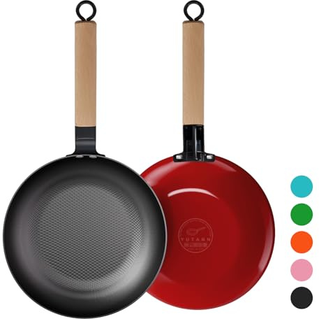 YUTANN Non-stick stekpanna 30 cm, keramisk gjutjärnspanna, lätt förkryddad gjutjärnspanna med avtagbart handtag, diskmaskin- och ugnssäker, fri från PFAS och PFOA