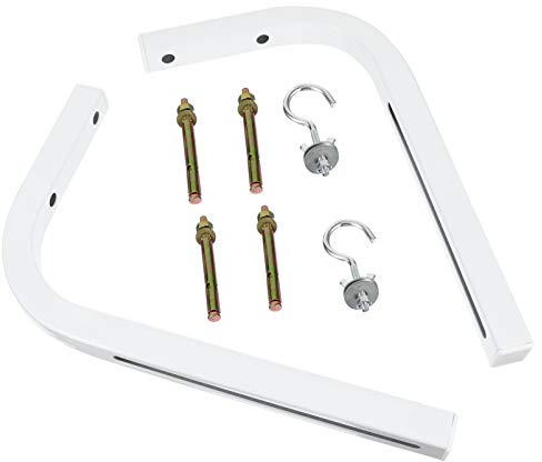 2pcs Metal Projector Screen L-bracket Wall Mount White Iron | Hook Support, Secure Mounting, for Manual Screen, Corner and Wood Walls