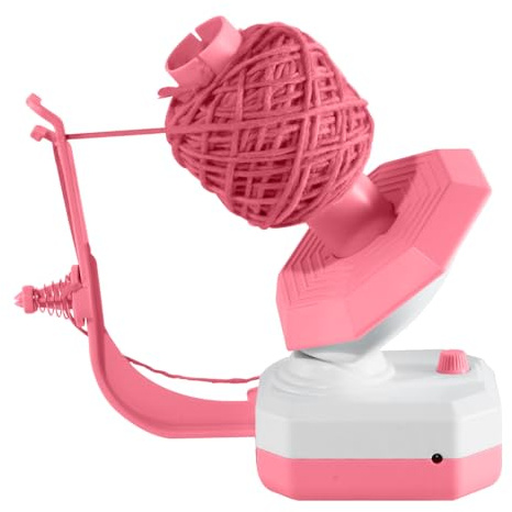 Outbit Avvolgitore automatico per gomitoli di filato, con connettore USB, 283,5 g, filato veloce, per uncinetto, per amanti del lavoro a maglia (rosa)