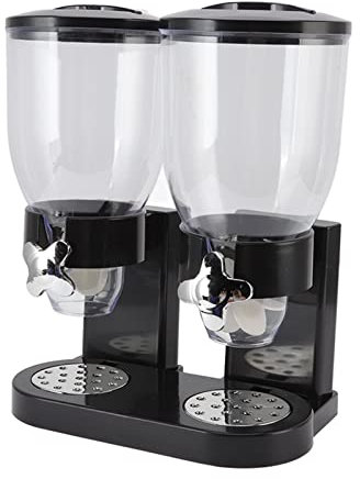 NutriEss Dual Cereal Dispenser Airtight Twist functioning Dry Food Dispenser Black for Kitchen Countertop Storage (NutriEssrcuEycvh-11)