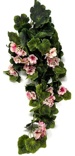 AFS 80cm Artificial Trailing Geranium - Colour Choice - Hanging Basket Wedding Flower Decorations (Pink)